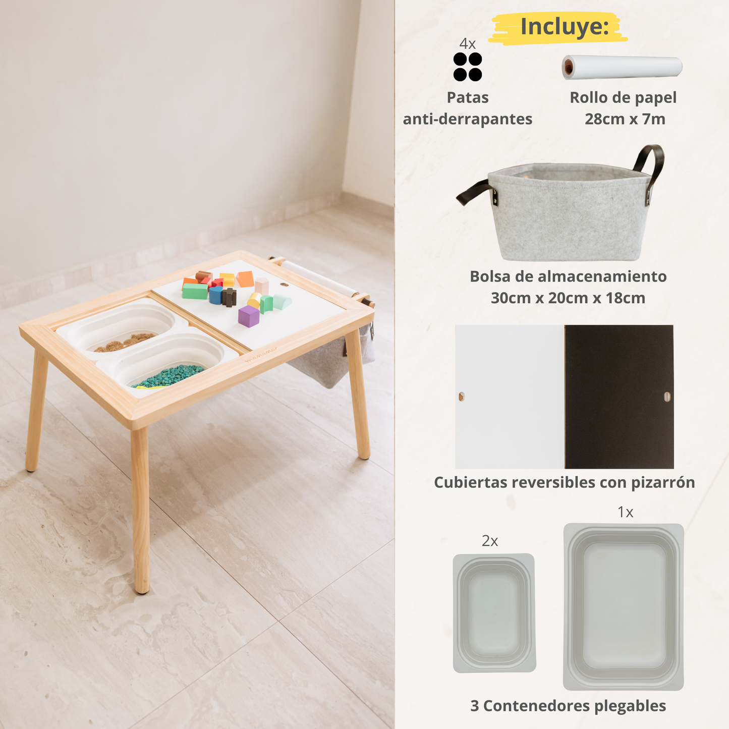 Mesa sensorial para niños